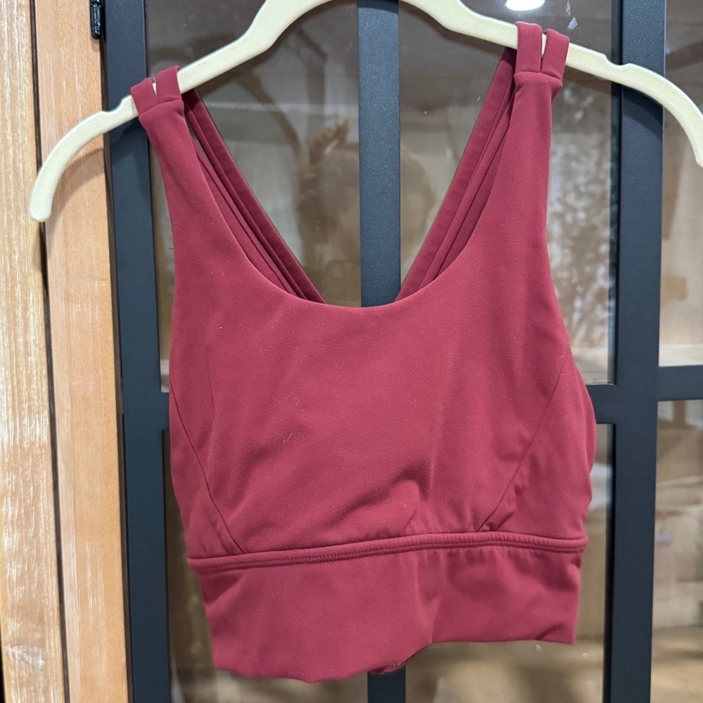 Buffbunny Collection Sports Bra rosa tank strappy workout top vineyard dark red